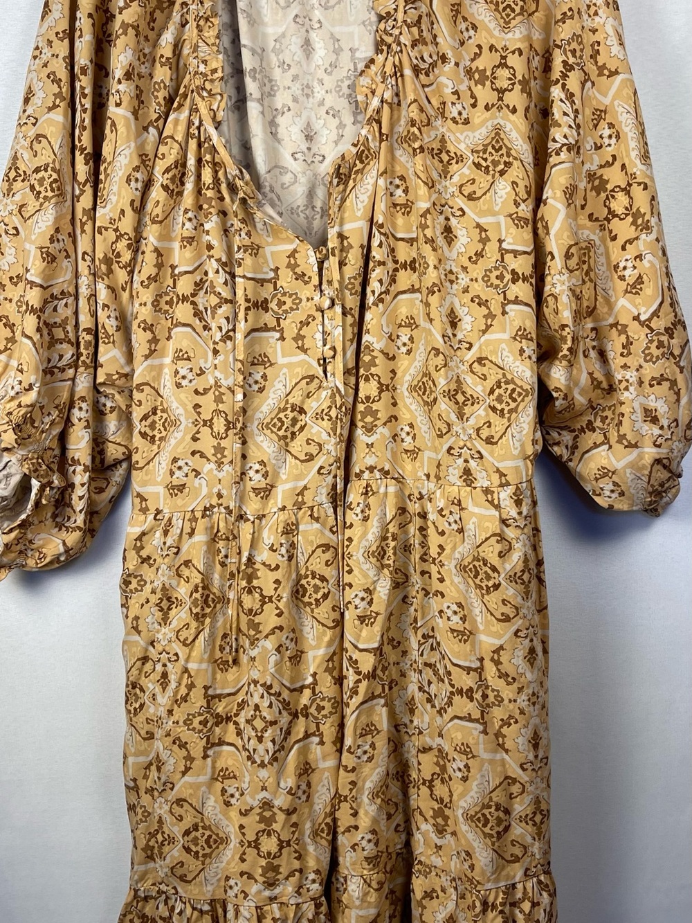 torrid Mustard Yellow and Cream Printed Midi Dress